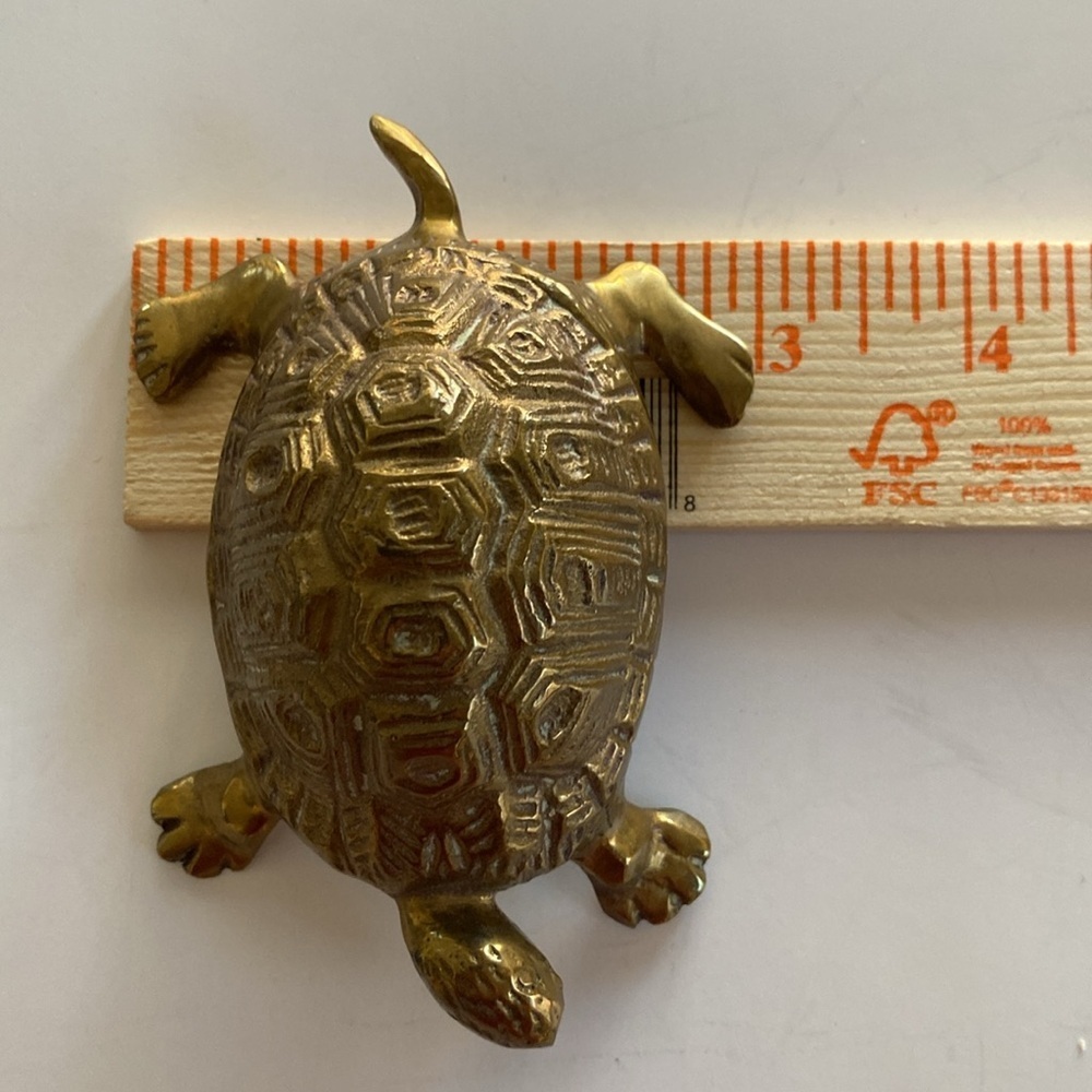 Solid Brass Turtle Figurine 4.25” x 3” x 1.7/5” approximately - Picture 2 of 6